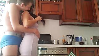 Russian matured female parent added to house-servant 